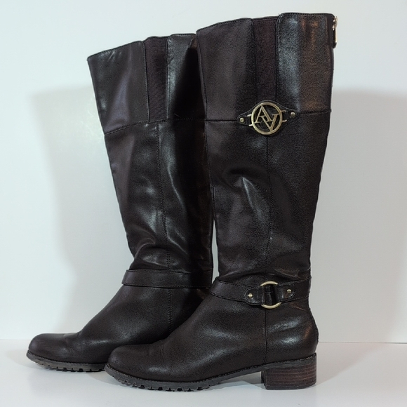 Adrienne Vittadini Brown Knee High Boots Size 8 - Picture 1 of 13